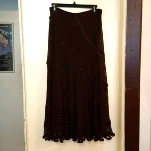 Rossi Roma italian brown lace maxi skirt